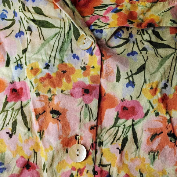 Liz Claiborne Crazy Horse Floral Cotton Lightweight Button Down Shirt Size Small - Picture 15 of 15